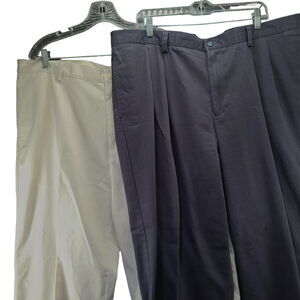 Lot Of Two Izod Mens Pants Blue/Beige Size W42 100% Cotton Button Zip Closure